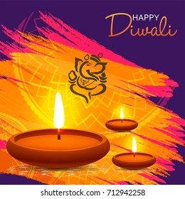 Creative Vector Illustration of crackers, fireworks for Diwali festival 
