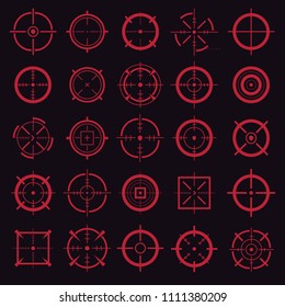 Creative vector illustration of crosshairs icon set isolated on transparent background. Art design. Target aim and aiming to bullseye signs symbol. Abstract concept graphic games shooters element