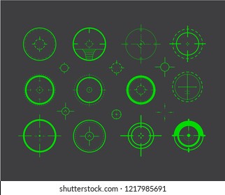 Creative vector illustration of crosshairs icon set. Art design. Target aim and aiming to bullseye signs symbol. Abstract concept graphic games shooters element. Vector