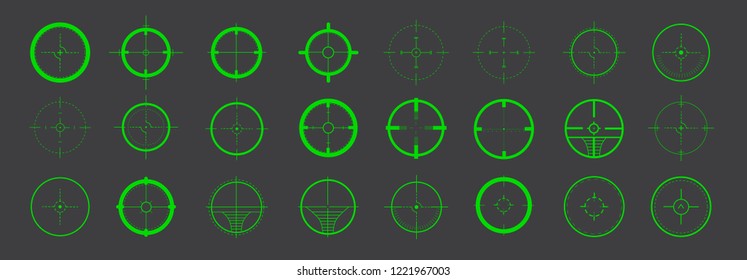 Creative vector illustration of crosshairs icon set. Art design. Target aim and aiming to bullseye signs symbol. Abstract concept graphic games shooters element. Vector