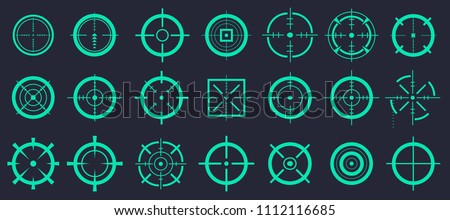 Creative vector illustration of crosshairs icon set isolated on transparent background. Art design. Target aim and aiming to bullseye signs symbol. Abstract concept graphic games shooters element