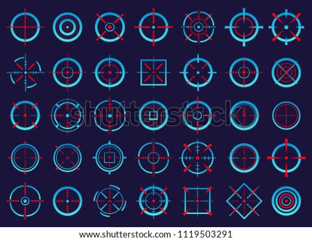 Creative vector illustration of crosshairs icon set isolated on transparent background. Art design. Target aim and aiming to bullseye signs symbol. Abstract concept graphic games shooters element