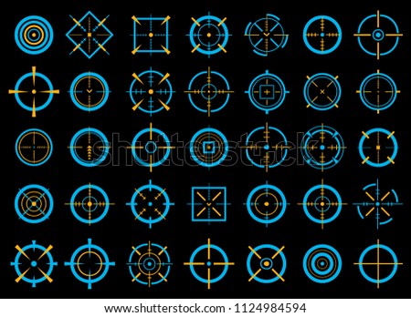 Creative vector illustration of crosshairs icon set isolated on transparent background. Art design. Target aim and aiming to bullseye signs symbol. Abstract concept graphic games shooters element