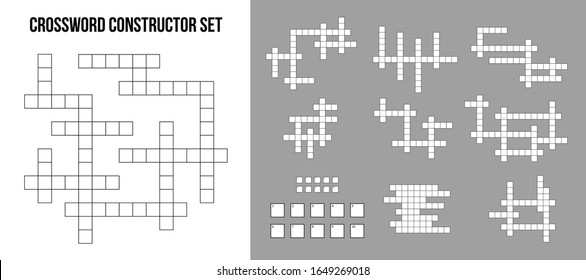 Creative vector illustration of crossword puzzle constructor, squares empty set isolated on background. Art design for magazine and newspaper template. Abstract concept graphic rebus game element