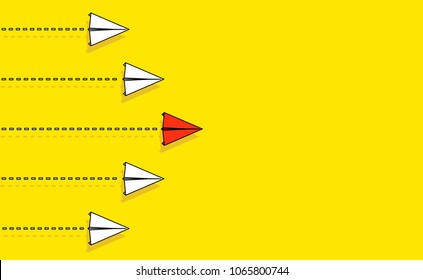 Ilustración vectorial creativa del plano de papel multitudinario. Concepto de liderazgo, trabajo en equipo y valentía. Infografía de diseño artístico. Elemento gráfico abstracto. Aviación hecha a mano. Avión de viaje excepcional.