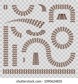 Creative vector illustration of curved railroad isolated on background. Straight tracks art design. Own railway siding. Transportation rail road. Abstract concept graphic element