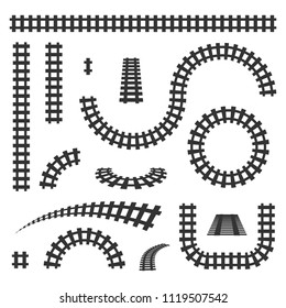 Creative vector illustration of curved railroad isolated on background. Straight tracks art design. Own railway siding. Transportation rail road. Abstract concept graphic element