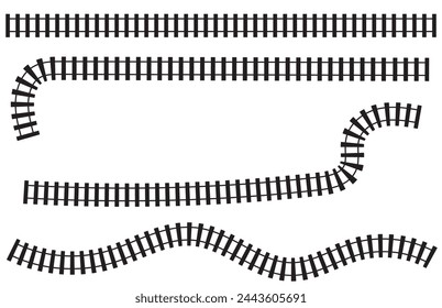 Creative vector illustration of curved railroad isolated on background. Straight tracks art design.Railway track line icon. rail line icon