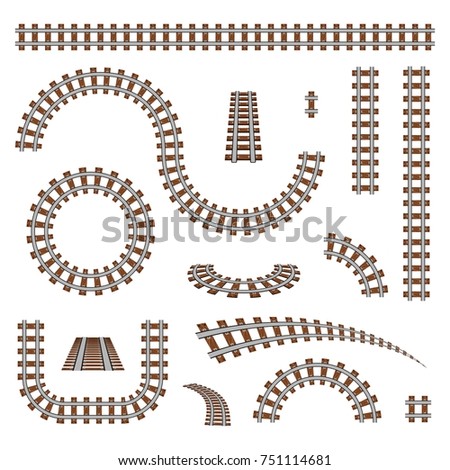Creative vector illustration of curved railroad isolated on background. Straight tracks art design. Own railway siding. Transportation rail road. Abstract concept graphic element.