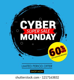 Creative vector illustration for cyber monday sale in november. Can be used as web banner, background, brochure, sticker, tag, cover, poster, flyer, badge and shopping promotions.