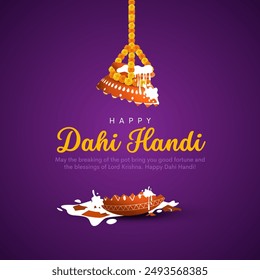 Kreative Vektorillustration von Dahi Handi für das Hindu Festival Shree Krishna Janmashtami.