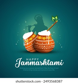 Creative vector illustration of Dahi Handi for Hindu Festival Shree Krishna Janmashtami.