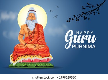 Creative vector Illustration for the Day Of Honoring Celebration Guru Purnima.	