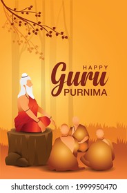 Creative vector Illustration for the Day Of Honoring Celebration Guru Purnima.	