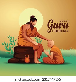 Creative vector Illustration for the Day Of Honoring Celebration Guru Purnima.	