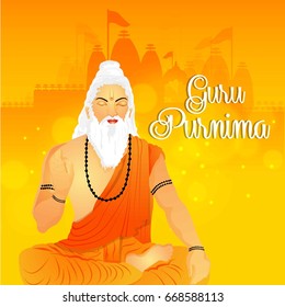 Creative vector Illustration for the Day Of Honoring Celebration Guru Purnima.