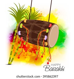 Creative vector illustration of a Dhol background for Happy Baisakhi.