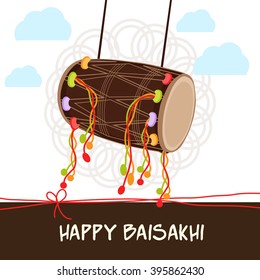 Creative vector illustration of a Dhol background for Happy Baisakhi.
