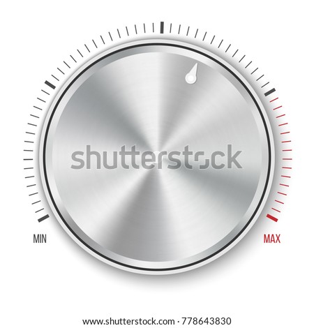 Creative vector illustration of dial knob level technology settings, music metal button with circular processing isolated on background. Sound control. Art design. Abstract concept graphic element.