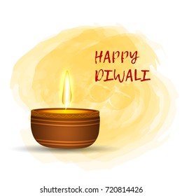 Creative Vector illustration with Diya for celebration of Indian Festival of Lights,Happy Diwali ( Shubh Deepawali) celebration.