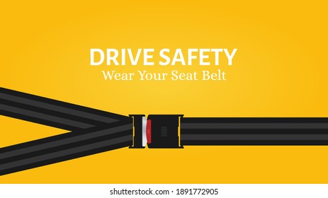 Creative vector illustration of drive safety seat belt. Art design road strap. Safety advice for wearing seat belts