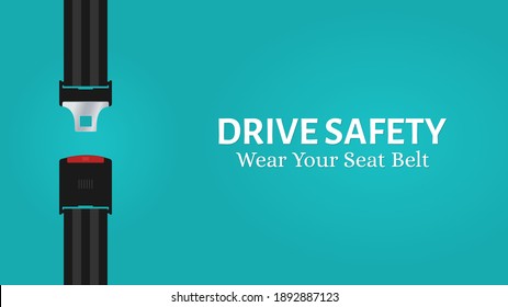 Creative vector illustration of drive safety seat belt. Art design road strap. Safety advice for wearing seat belts