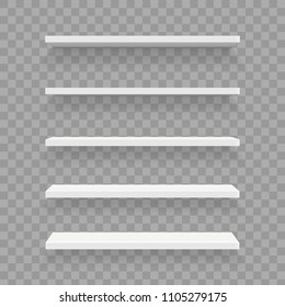 Creative vector illustration of empty shelves set on wall isolated on background. Art design template mockup. Abstract concept graphic element for shop