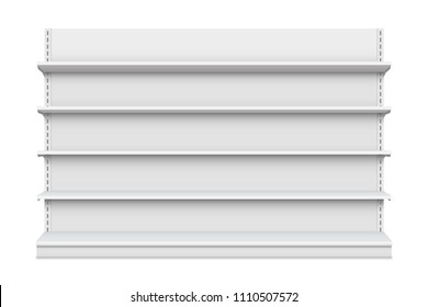 Creative vector illustration of empty store shelves isolated on background. Retail shelf art design. Abstract concept graphic showcase display element. Supermarket product advertising blank mockup