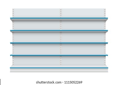 Creative vector illustration of empty store shelves isolated on background. Retail shelf art design. Abstract concept graphic showcase display element. Supermarket product advertising blank mockup