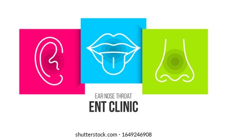 Creative vector illustration of ENT ear, nose, throat - Otolaryngologist clinic symbol isolated on background. Art design medical template. Abstract concept graphic anatomy, audiologist element