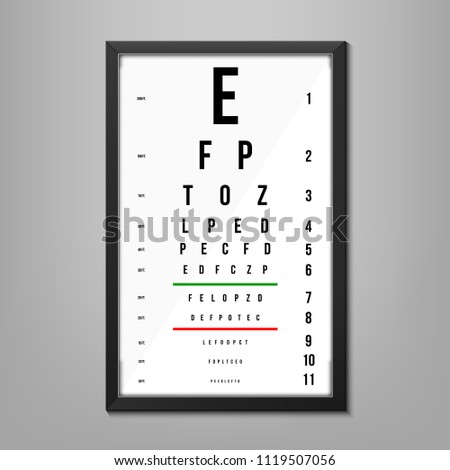 Creative vector illustration of eyes test charts with latin letters isolated on background. Art design medical poster with sign. Concept graphic element for ophthalmic test for visual examination