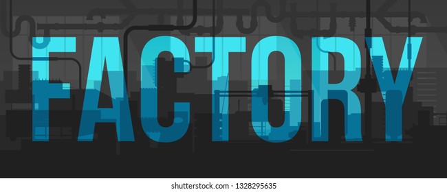 Creative vector illustration of factory line manufacturing industrial plant scen interior background. Art design the silhouette of the industry 4.0 zone template. Abstract concept graphic element