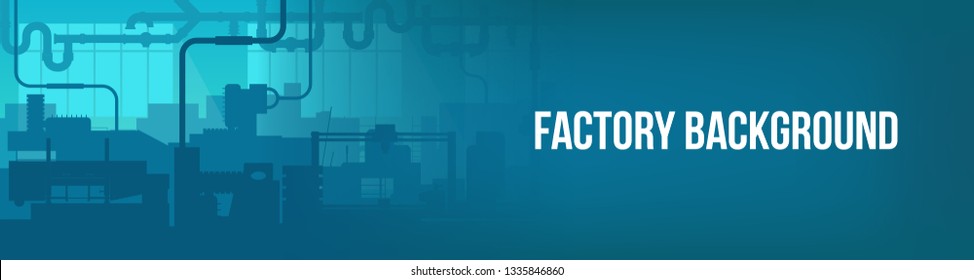 Creative vector illustration of factory line manufacturing industrial plant scen interior background. Art design the silhouette of the industry 4.0 zone template. Abstract concept graphic element