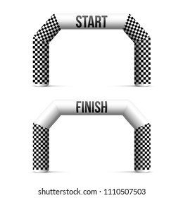 Creative vector illustration of finish line inflatable arch isolated on background. Art design archway suitable for different outdoor sport events. Concept graphic triathlon, marathon, racing, element