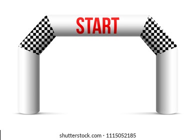 Creative vector illustration of finish line inflatable arch isolated on background. Art design archway suitable for different outdoor sport events. Concept graphic triathlon, marathon, racing, element