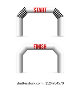 Creative vector illustration of finish line inflatable arch isolated on background. Art design archway suitable for different outdoor sport events. Concept graphic triathlon, marathon, racing, element