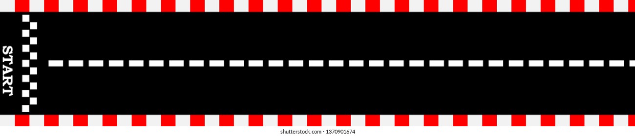 Creative vector illustration of finish line racing background top view. Art design. Start or finish on kart race. Grunge textured on the asphalt road. Abstract concept graphic element