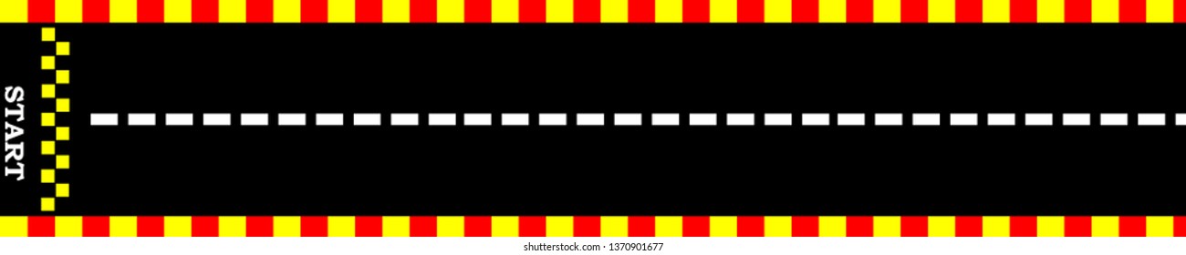 Creative vector illustration of finish line racing background top view. Art design. Start or finish on kart race. Grunge textured on the asphalt road. Abstract concept graphic element