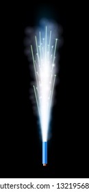 Creative vector illustration of firework fountain of sparks salute isolated on transparent background. Art design sparkling pillar of fire template. Abstract concept graphic christmas element