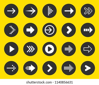 Creative vector illustration of flat simple colorful circle arrow set pointing in the right direction isolated on transparent background. Art design sign symbol icon. Abstract concept graphic element