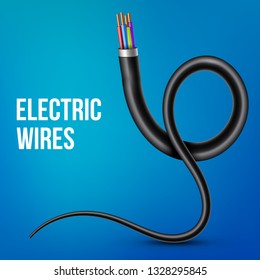 Creative vector illustration of flexible electric copper wires, network curved power cable isolated on transparent background. Art design electronics and connection. Abstract concept graphic element