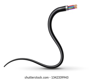 Creative vector illustration of flexible electric copper wires, network curved power cable isolated on transparent background. Art design electronics and connection. Abstract concept graphic element