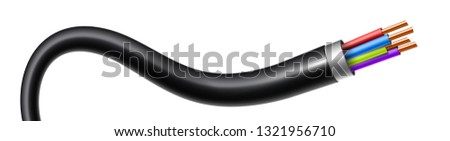 Creative vector illustration of flexible electric copper wires, network curved power cable isolated on transparent background. Art design electronics and connection. Abstract concept graphic element ストックフォト © 