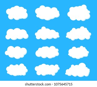 Creative vector illustration of fluffy sky clouds isolated on background. Art design set. Abstract concept graphic element