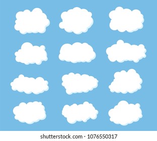 Creative vector illustration of fluffy sky clouds isolated on background. Art design set. Abstract concept graphic element