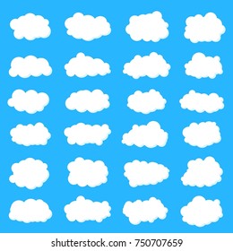 Creative vector illustration of fluffy sky clouds isolated on background. Art design set. Abstract concept graphic element.