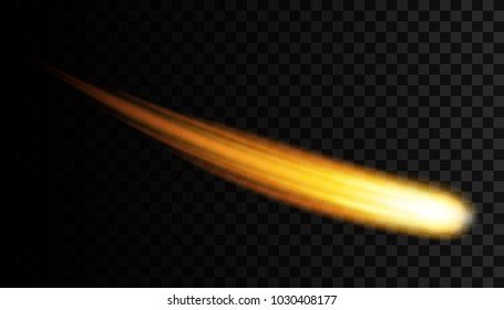 Creative vector illustration of flying cosmic meteor, planetoid, comet, fireball isolated on transparent background. Fire ball art design. Armageddon catastrophe. Abstract concept graphic element