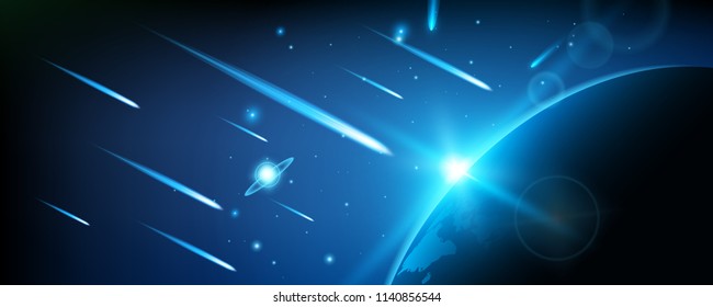 Creative Vector Illustration Of Flying Cosmic Meteor, Planetoid, Comet, Fireball Isolated On Transparent Background. Fire Ball Art Design. Armageddon Catastrophe. Abstract Concept Graphic Element