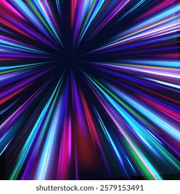 Creative vector illustration of flying cosmic meteor, planetoid, comet, fireball isolated on transparent background. Effect, png, wave,neon,line. Light arc in neon colors, in the form of a turn. 