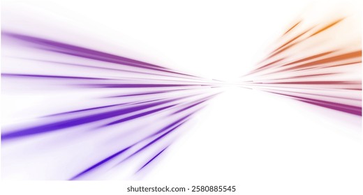 Creative vector illustration of flying cosmic meteor, planetoid, comet, fireball isolated on transparent background. Effect, png, wave,neon,line. Light arc in neon colors, in the form of a turn.